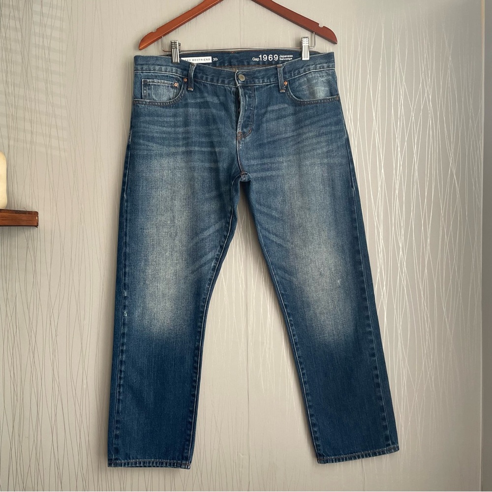 GAP 1969 Sexy Boyfriend Jeans Womens Size 30 Japanese Selvedge Denim Blue